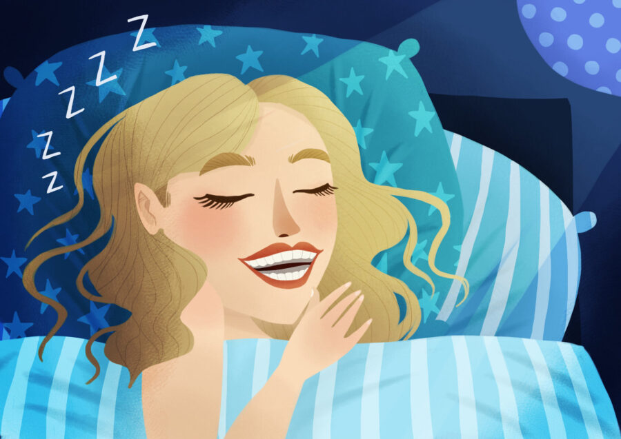 woman sleeping with custom nightguard
